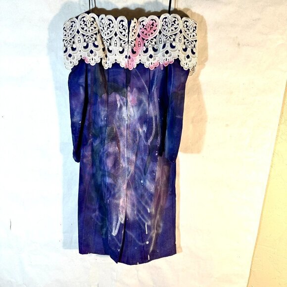 Jessica McClintock "Emily in Paris" Purple Lace Size 5  Gothic Prom Dress drip - Picture 5 of 7